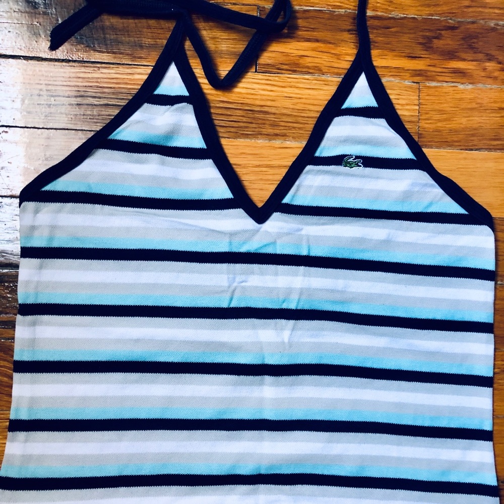 V neck halter. Cotton. Lacoste.